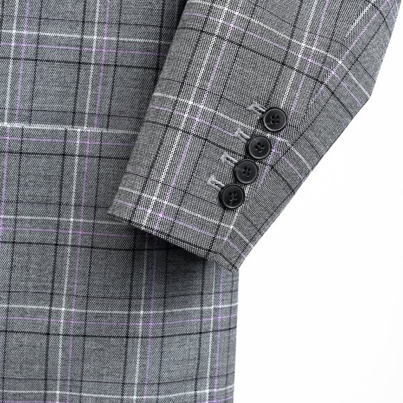 Tibi James Grey Black Purple Tartan Suiting Blazer - Picture 6 of 10